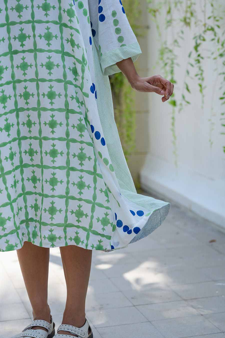 White Diana Handblock Printed Dress