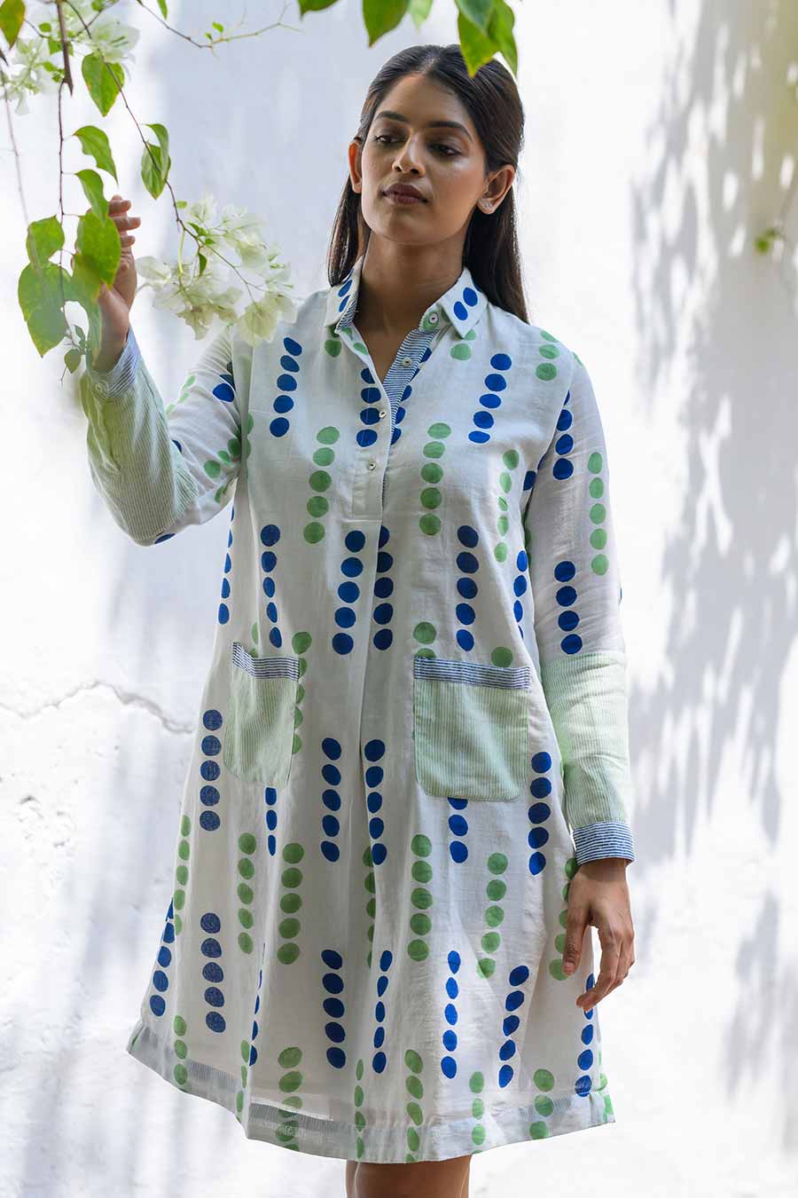 White Mira Maria Handblock Print Dress