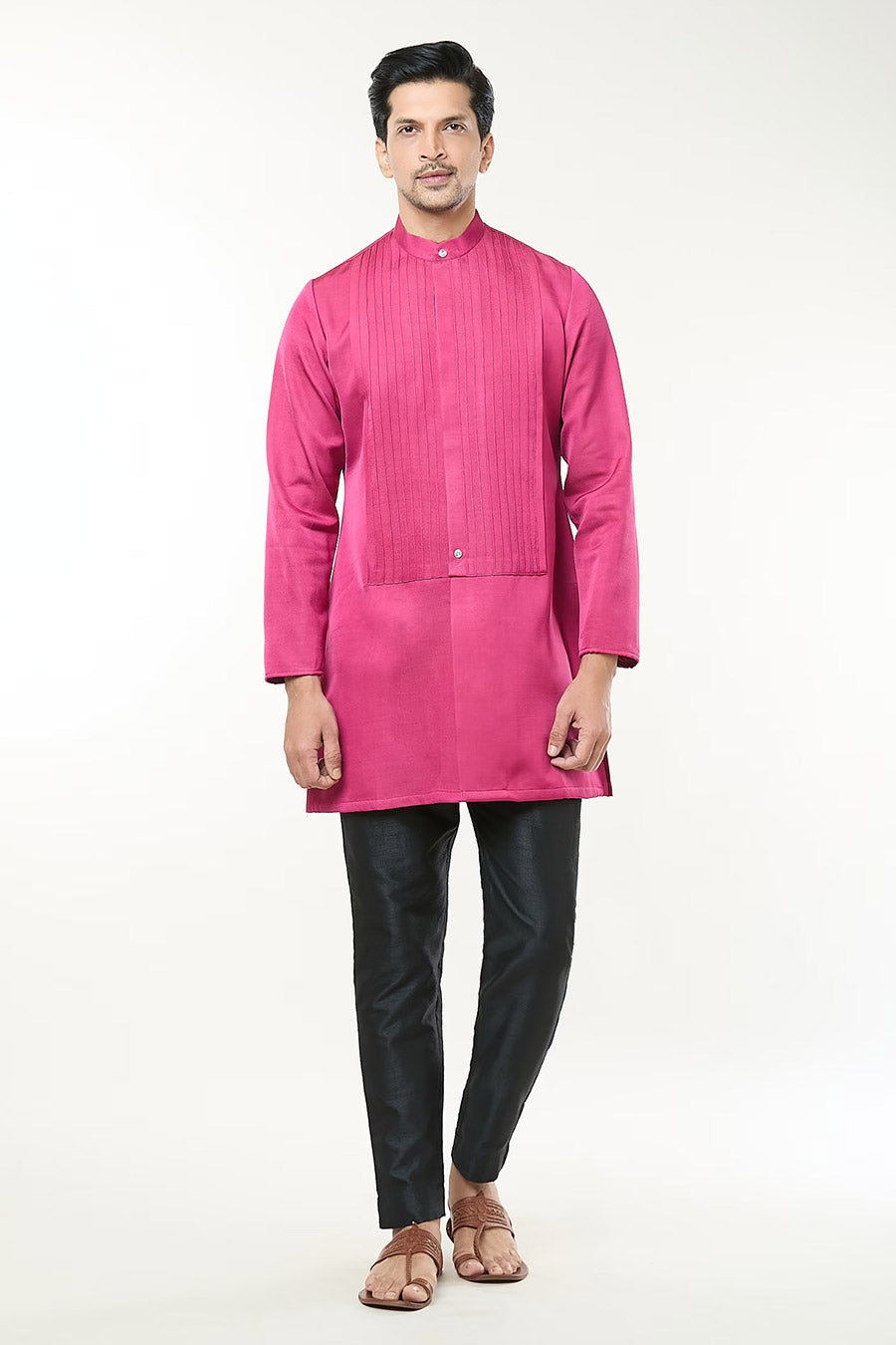 Fuschia Pink Pintuck Kurta Set