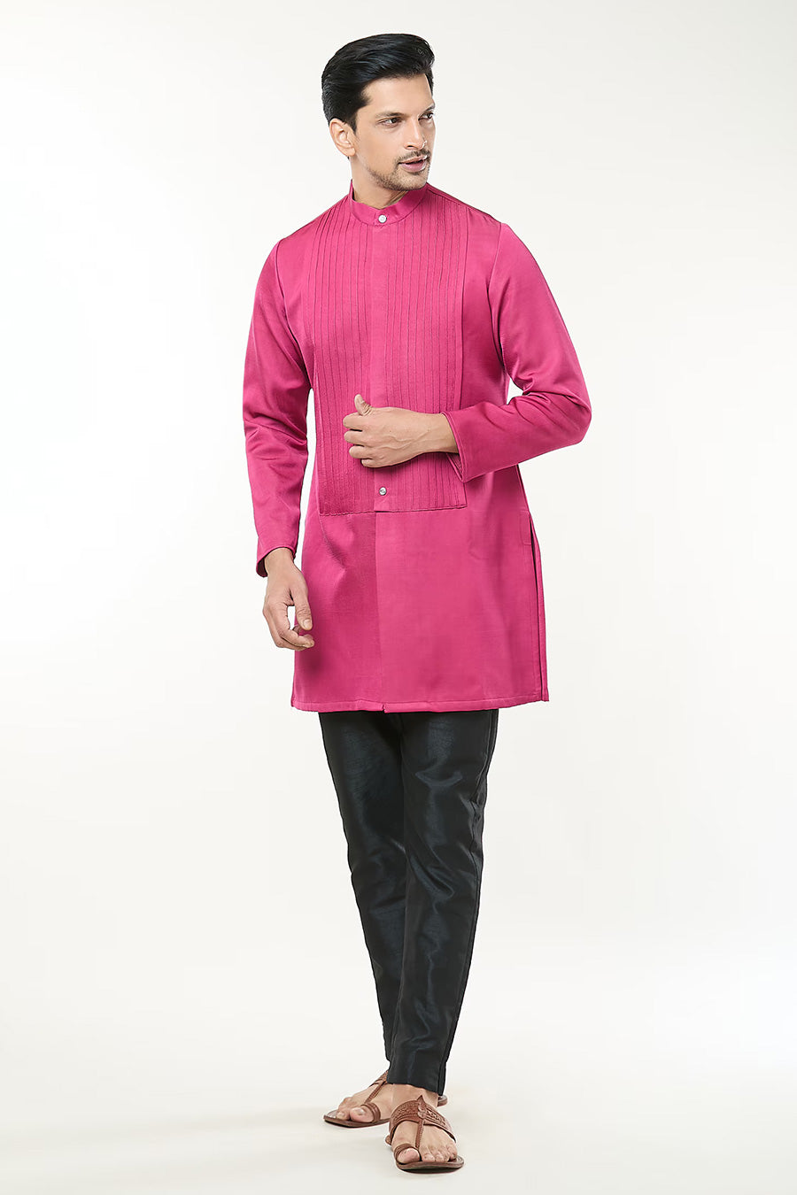 Fuschia Pink Pintuck Kurta Set