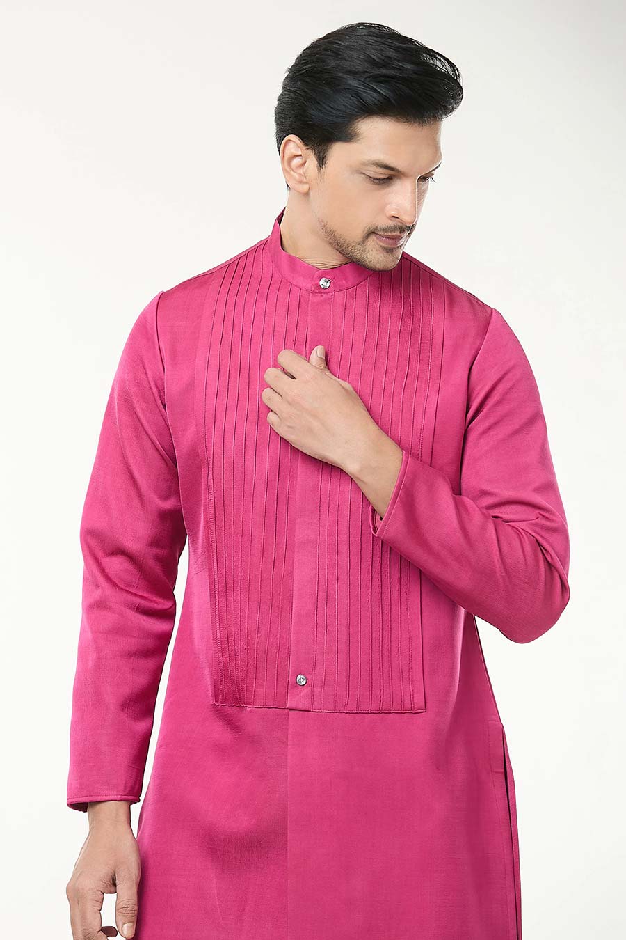 Fuschia Pink Pintuck Kurta Set