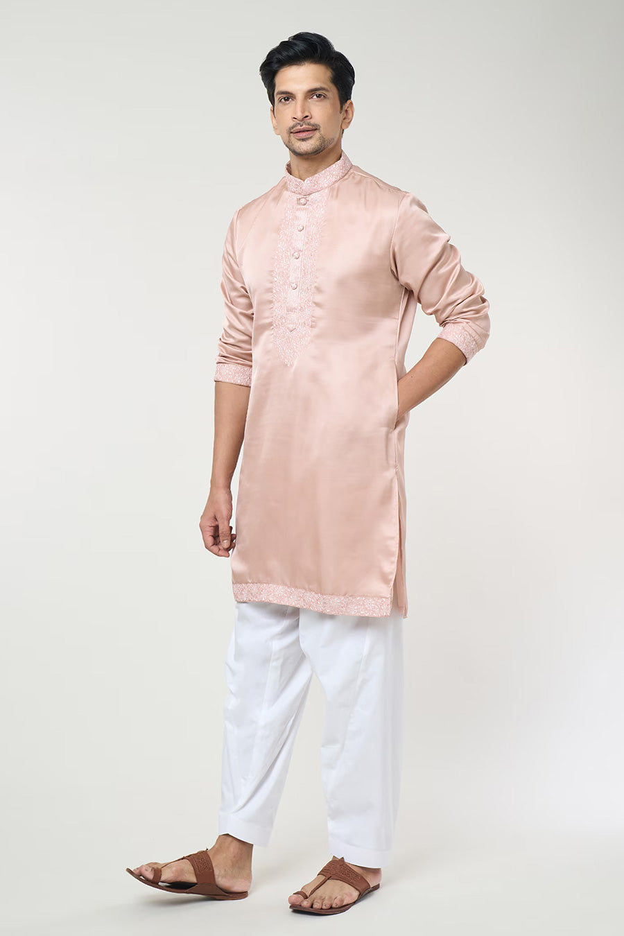 Dusty Rose Embroidered Kurta Set