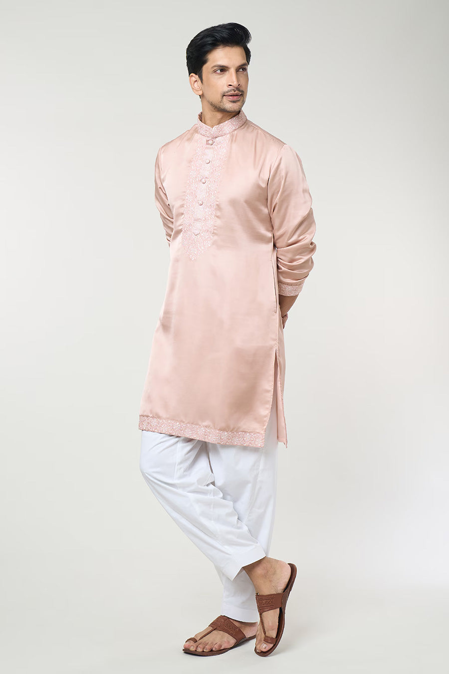 Dusty Rose Embroidered Kurta Set