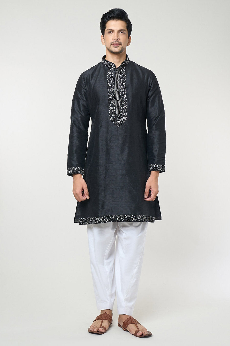 Black Embroidered Kurta Set