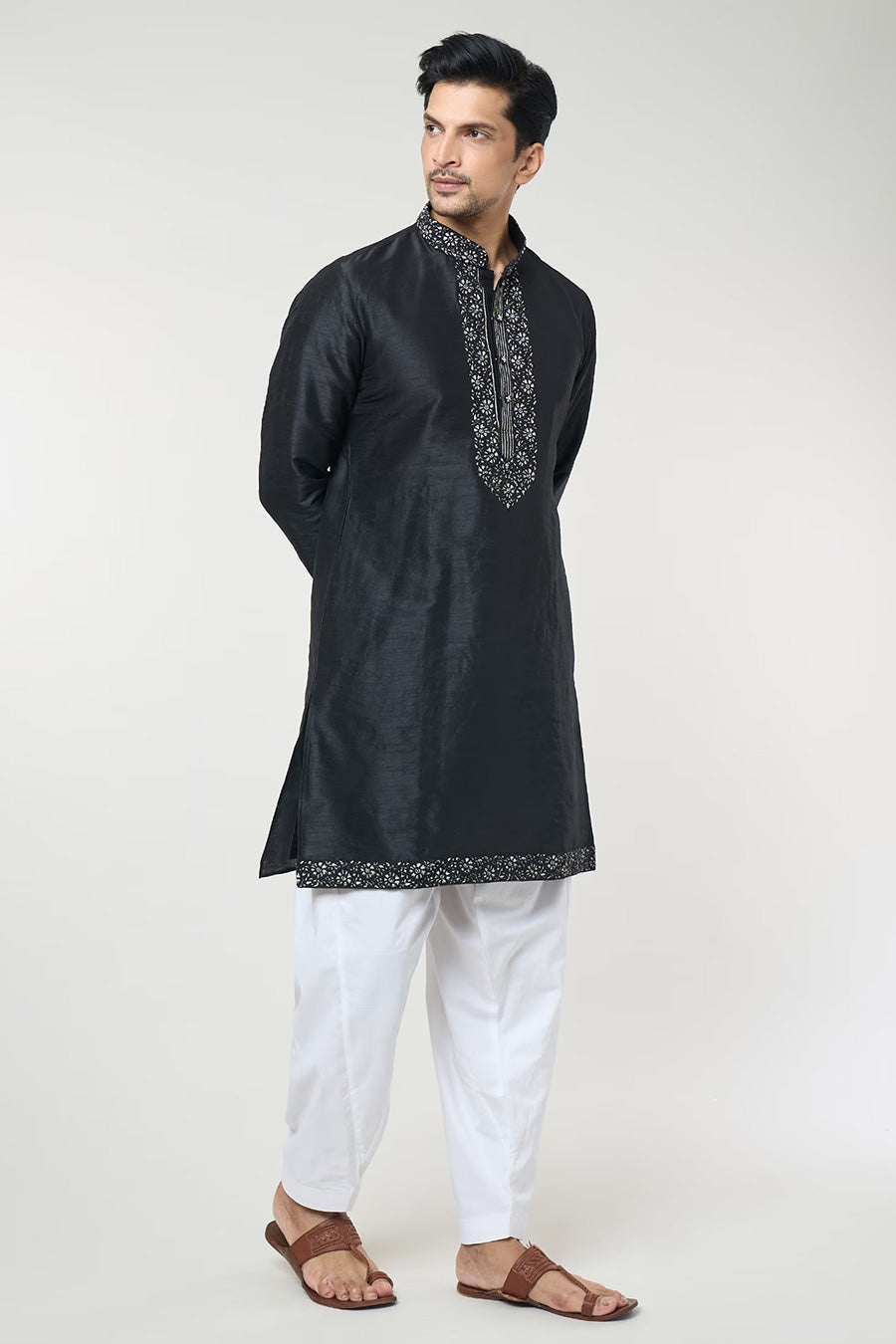 Black Embroidered Kurta Set