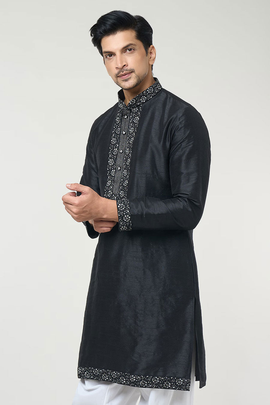 Black Embroidered Kurta Set