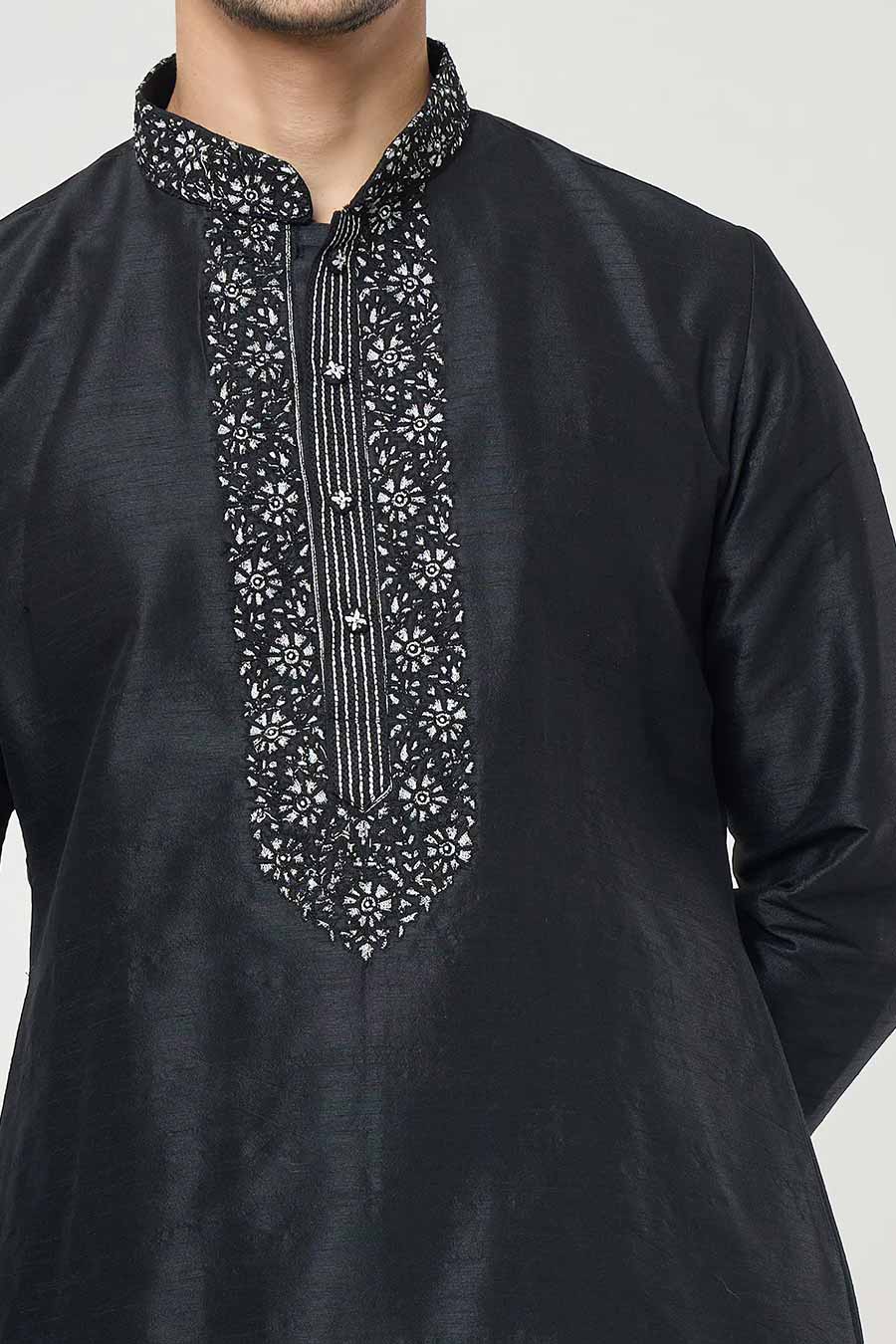 Black Embroidered Kurta Set