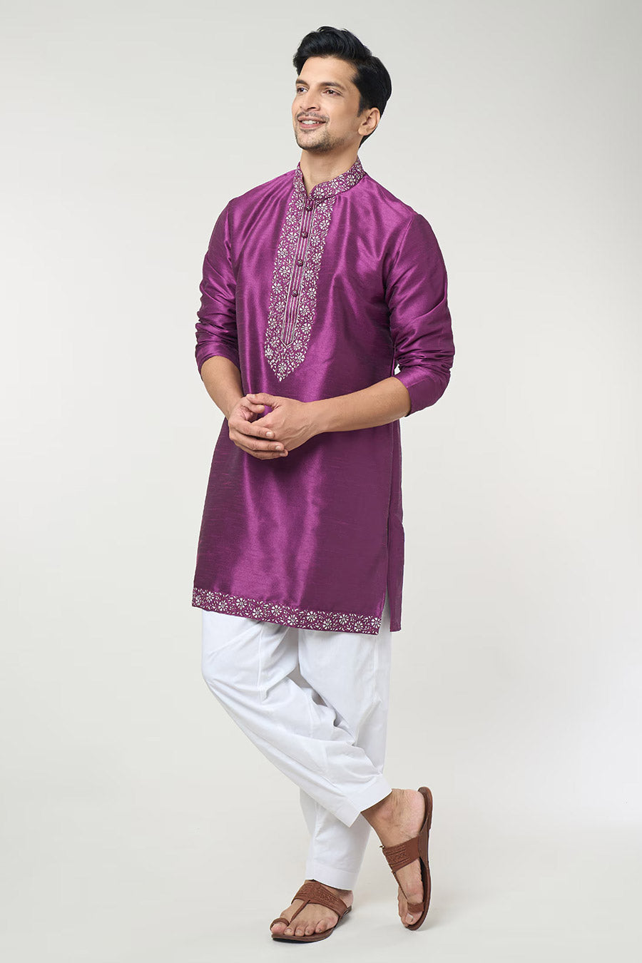 Violet Embroidered Kurta Set