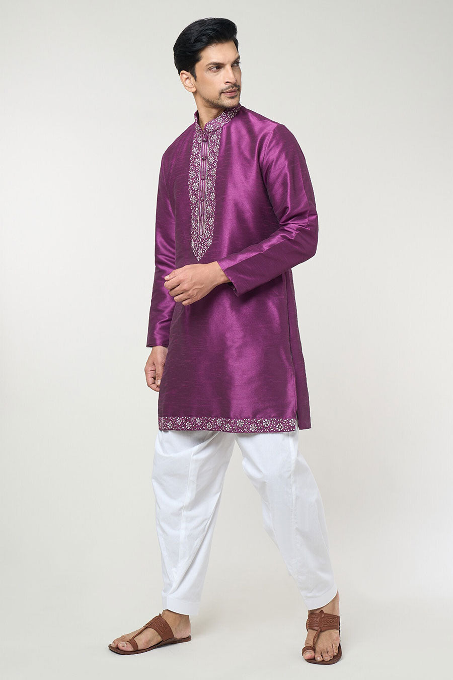 Violet Embroidered Kurta Set