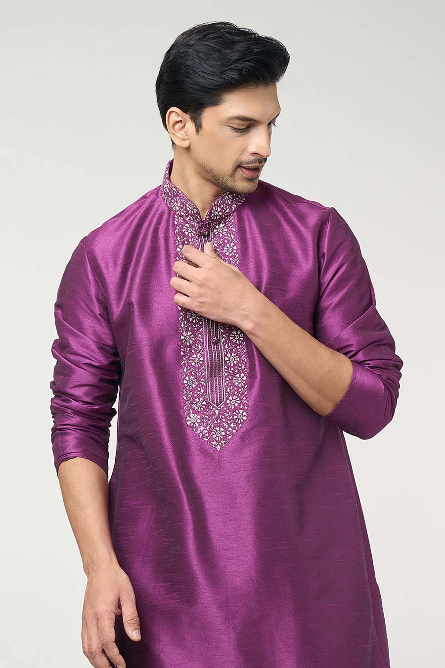 Violet Embroidered Kurta Set