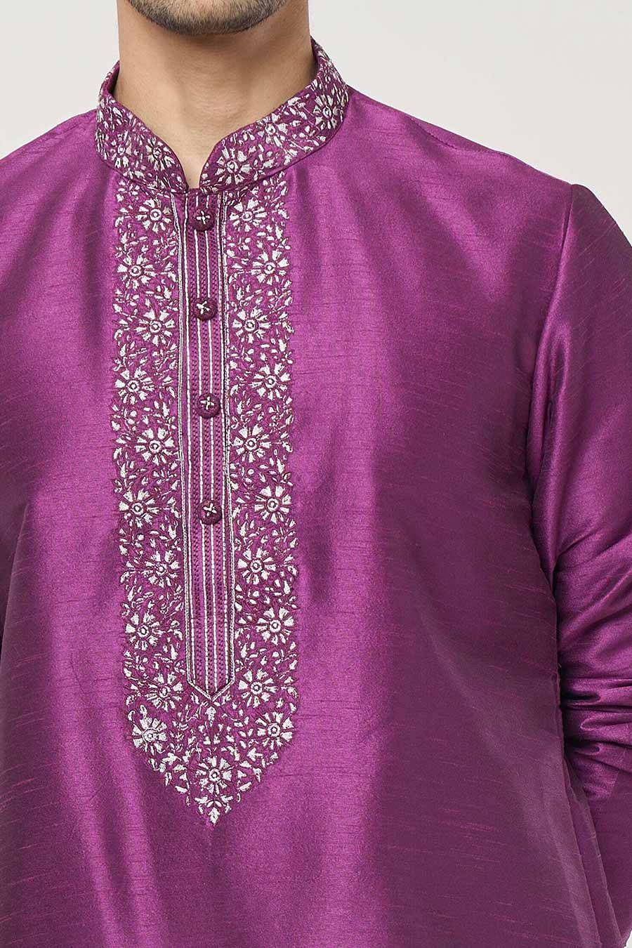 Violet Embroidered Kurta Set