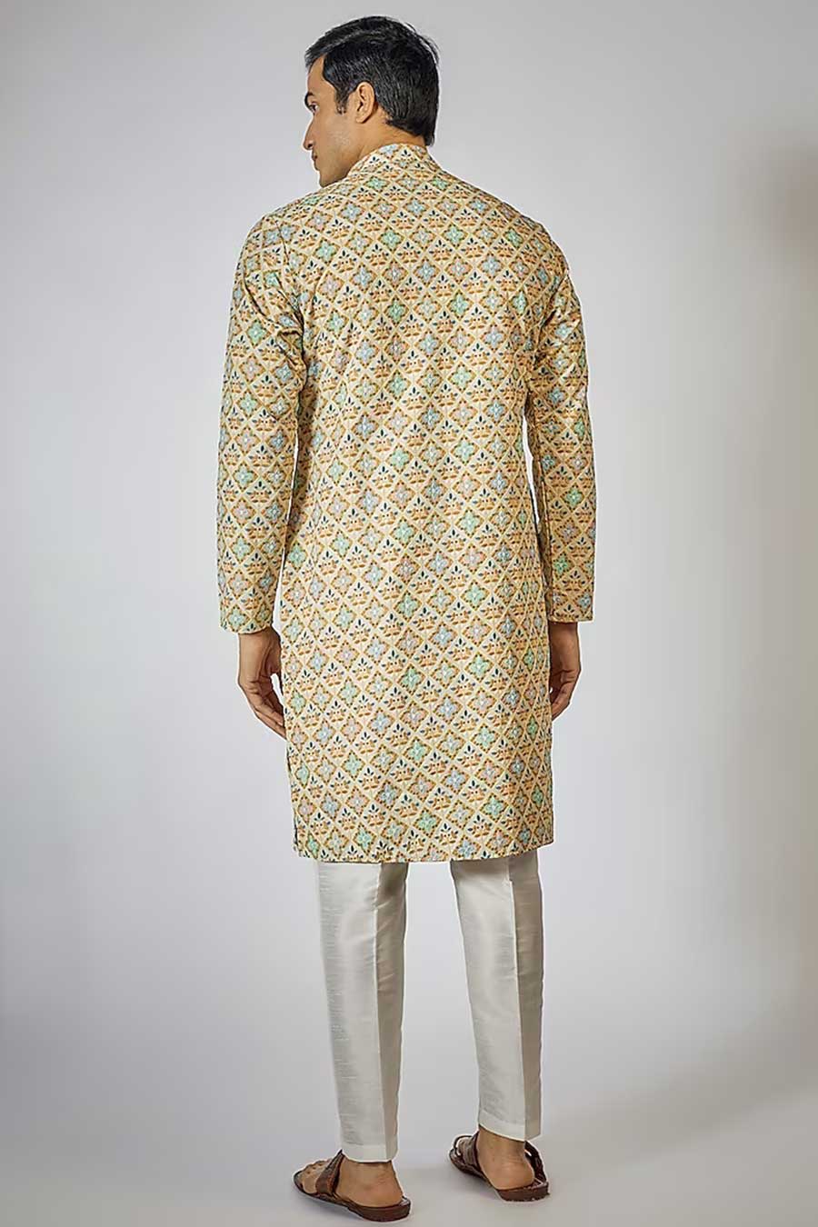 Beige Geometric Printed Kurta Set