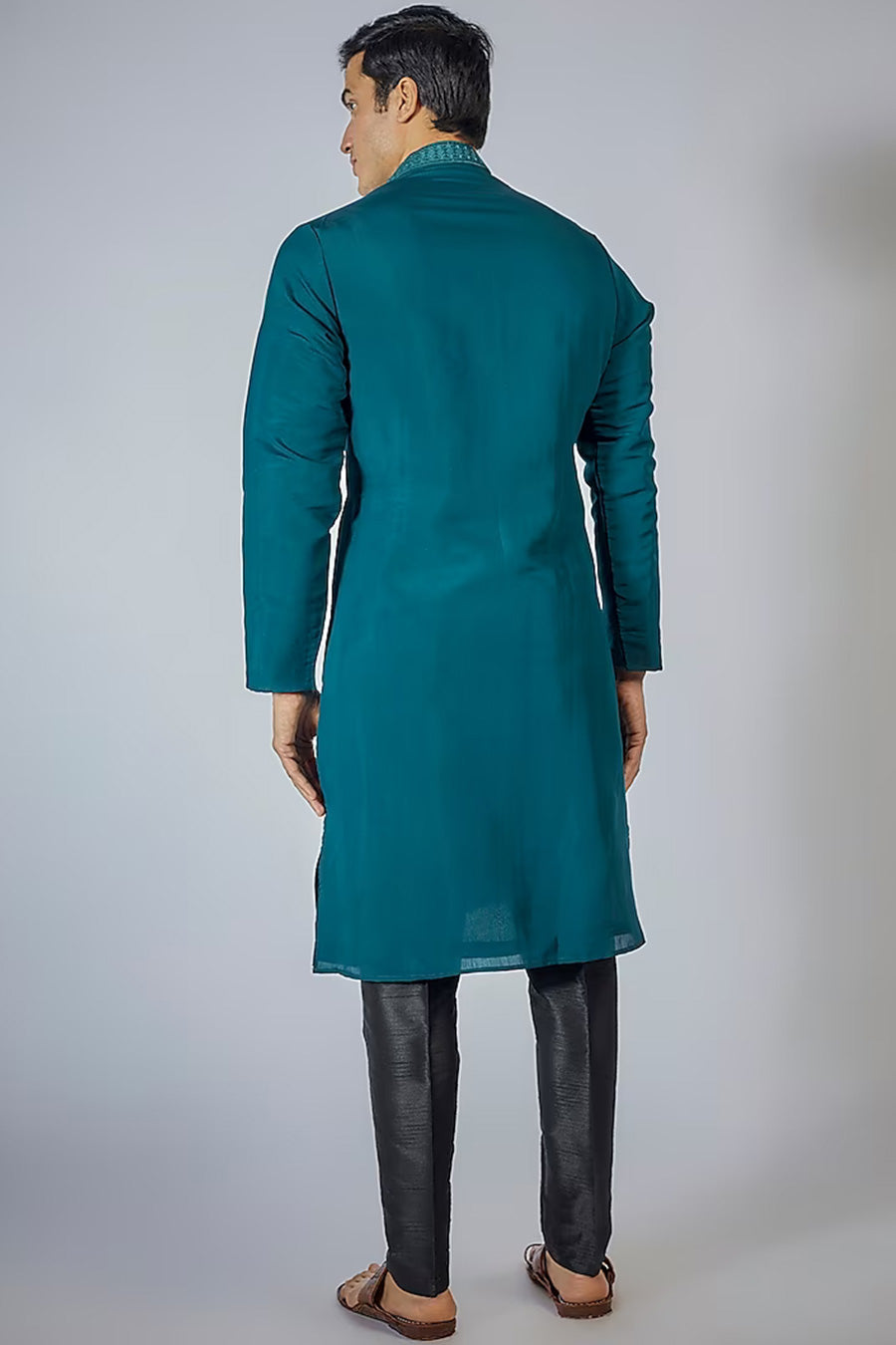 Navy Blue Embroidered Kurta Set