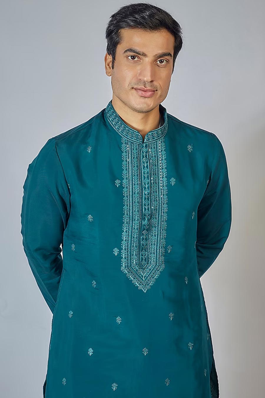 Navy Blue Embroidered Kurta Set