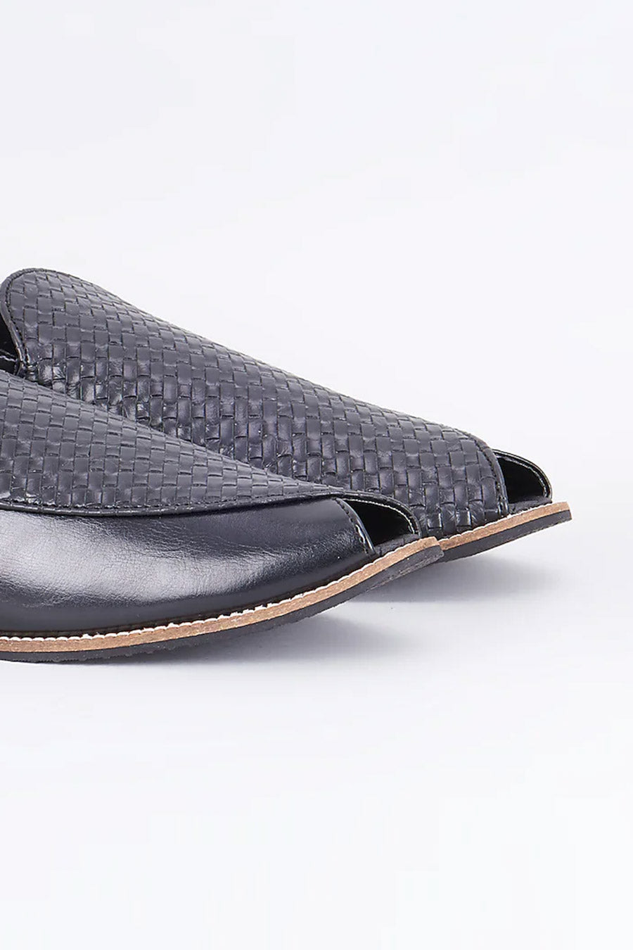 Black Weave Detailed Mules