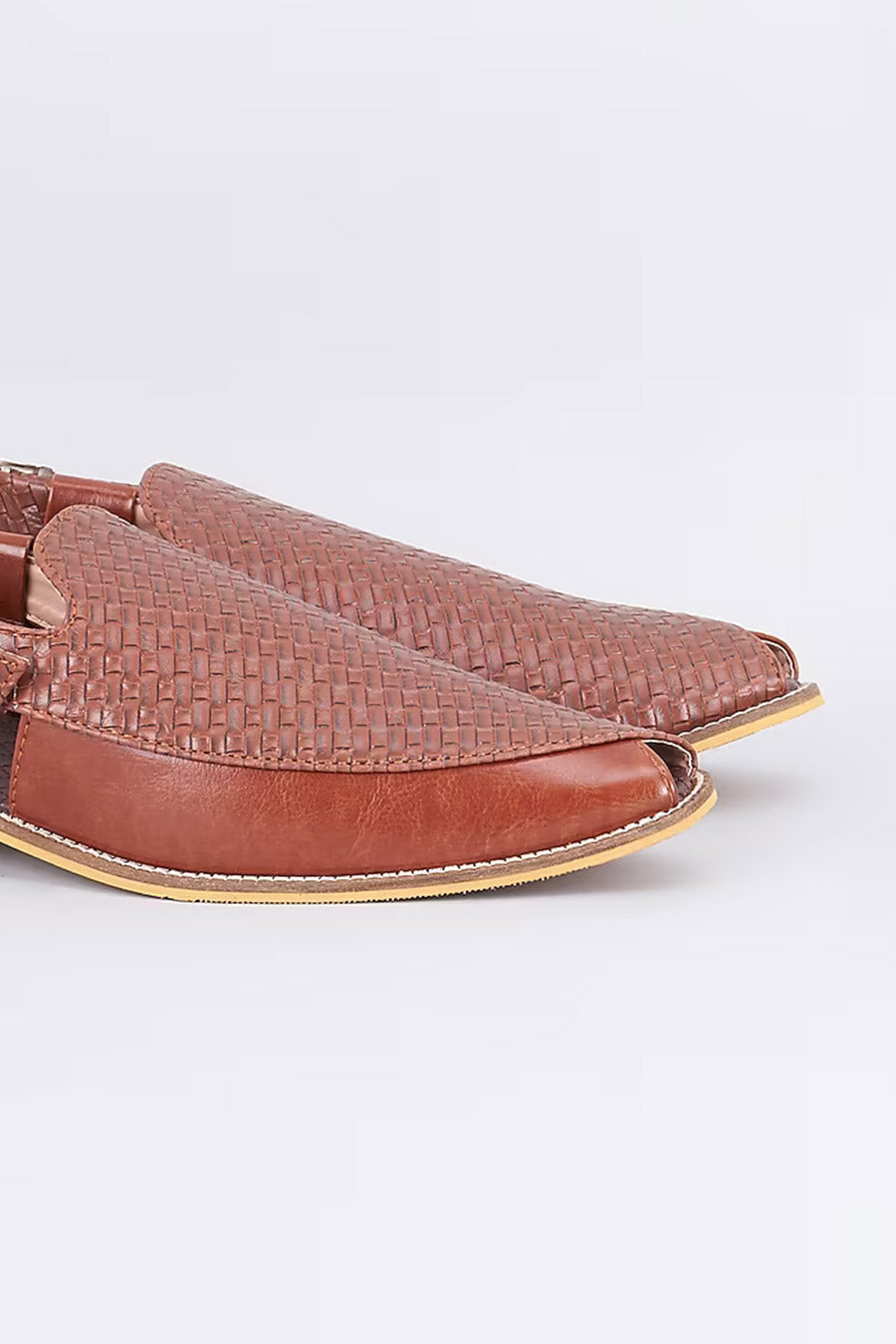 Brown Weave Detailed Mules