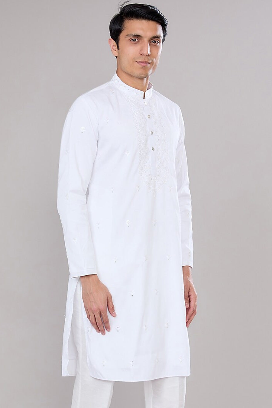 Off-White Embroidered Kurta Set