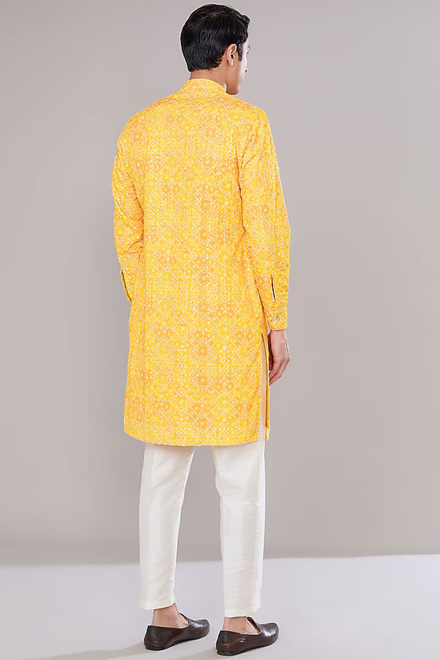 Yellow Bandhani Printed Kurta Set