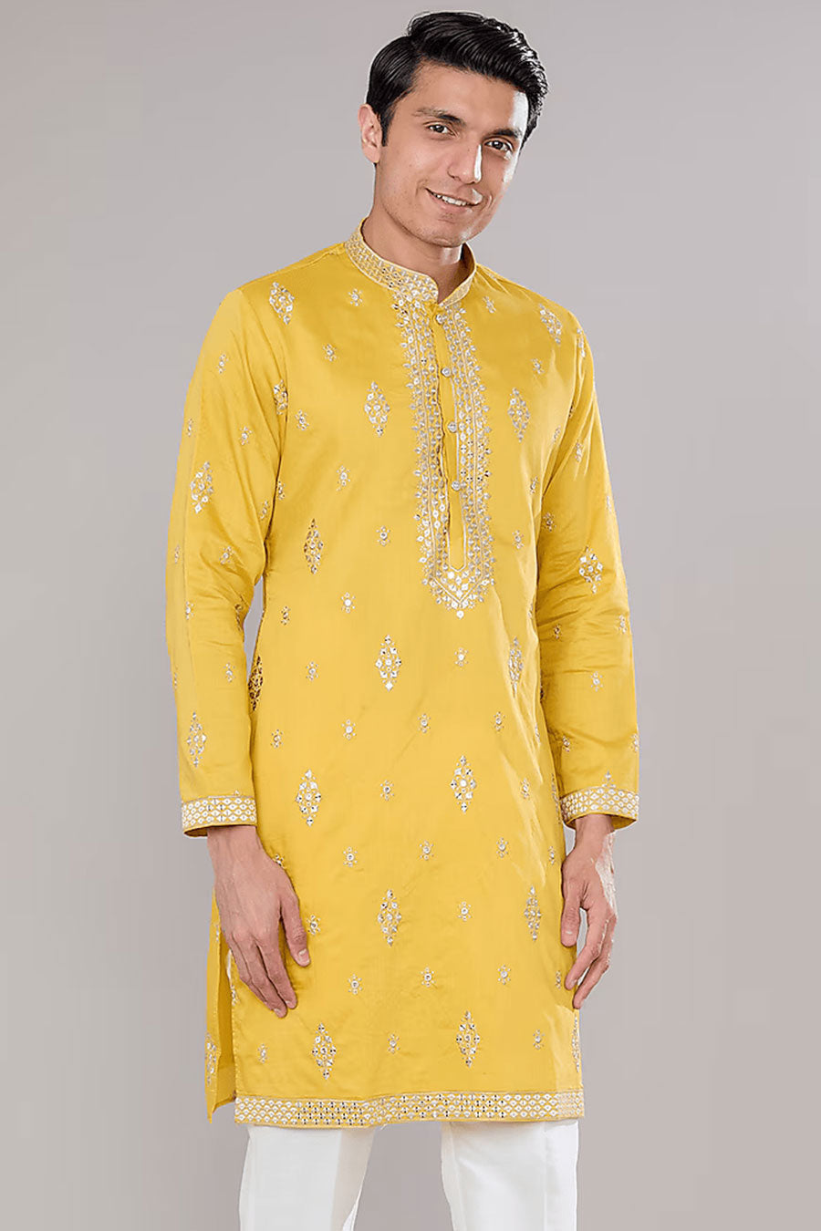 Mustard Embroidered Kurta Set