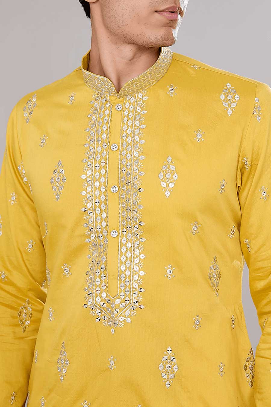 Mustard Embroidered Kurta Set