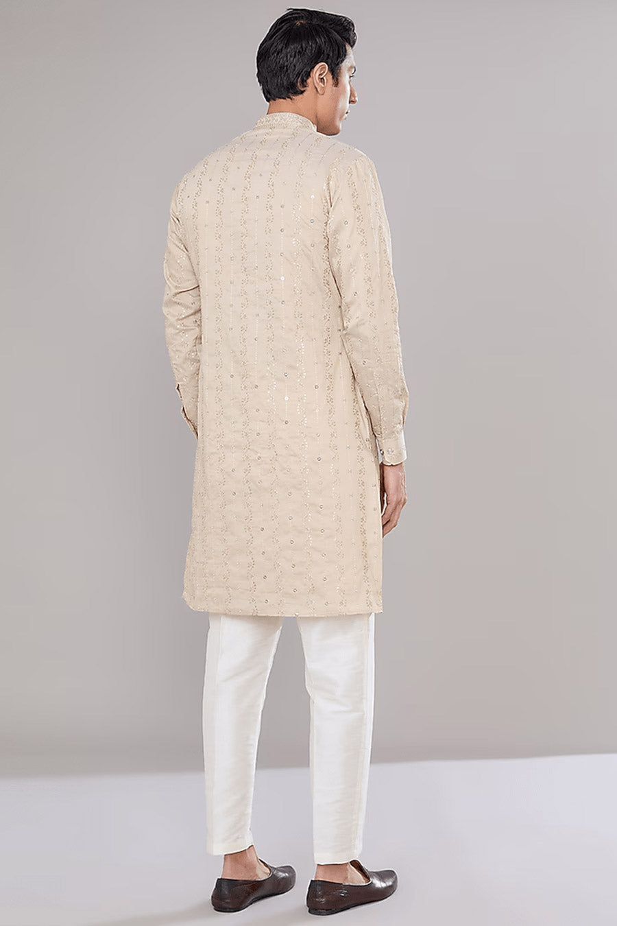 Beige Embroidered Kurta Set