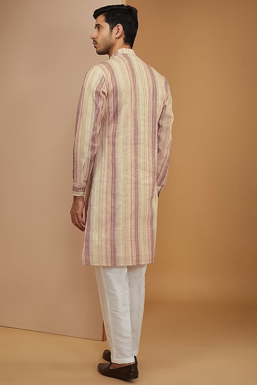 Multicolour Striped Resham Kurta Set