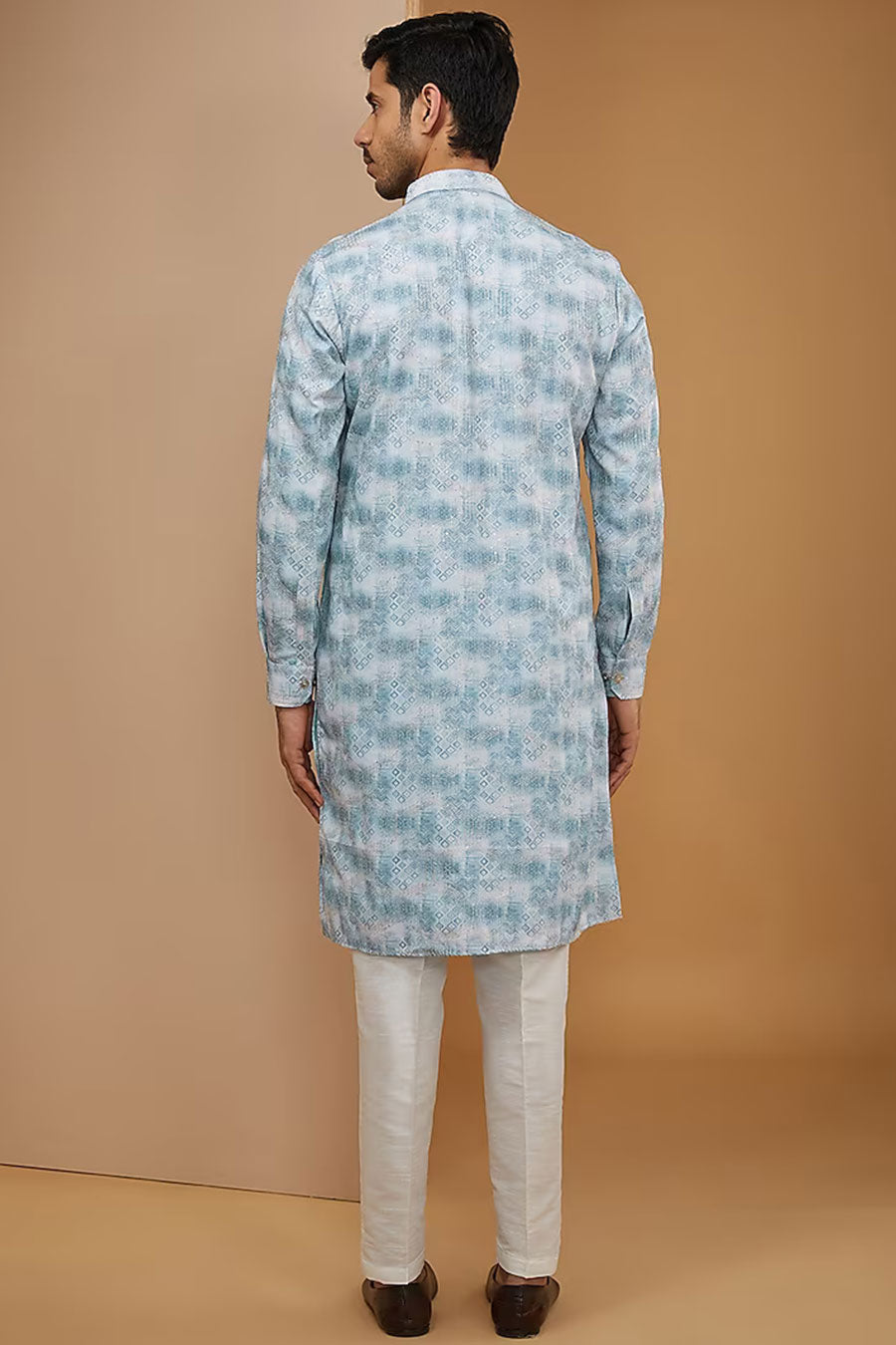 Sky Blue Ikat Printed Kurta Set