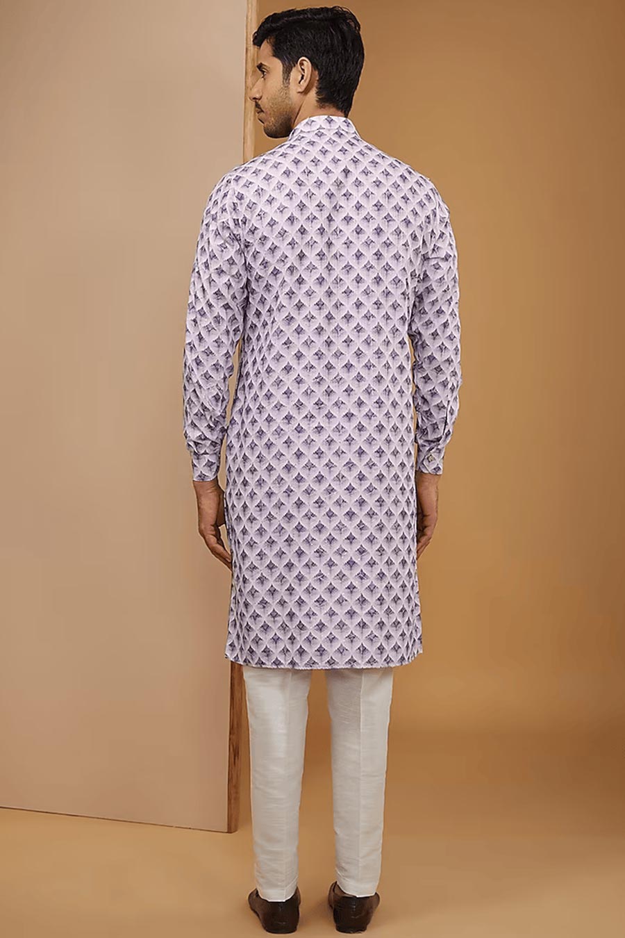 Lilac Ikat Printed Kurta Set