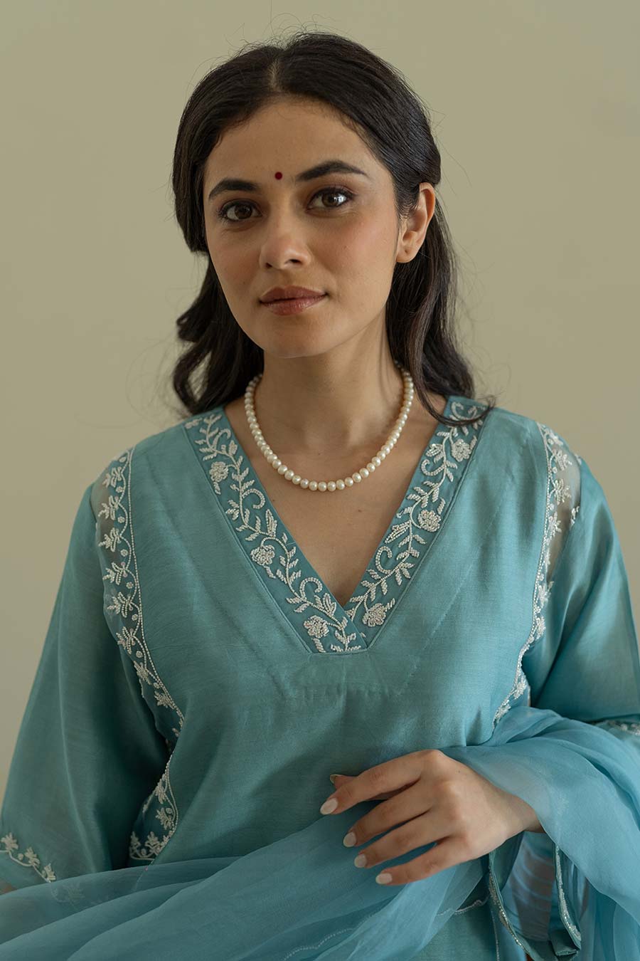 Blue Embroidered Kurta Set