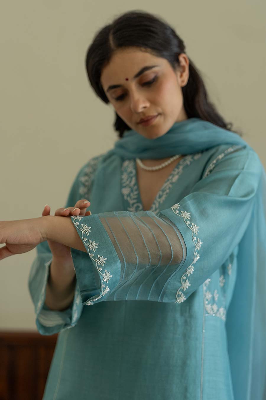 Blue Embroidered Kurta Set