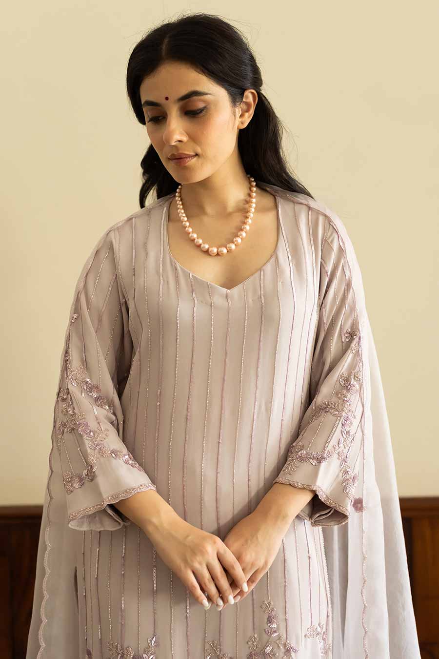 Lilac Embroidered Kurta Set