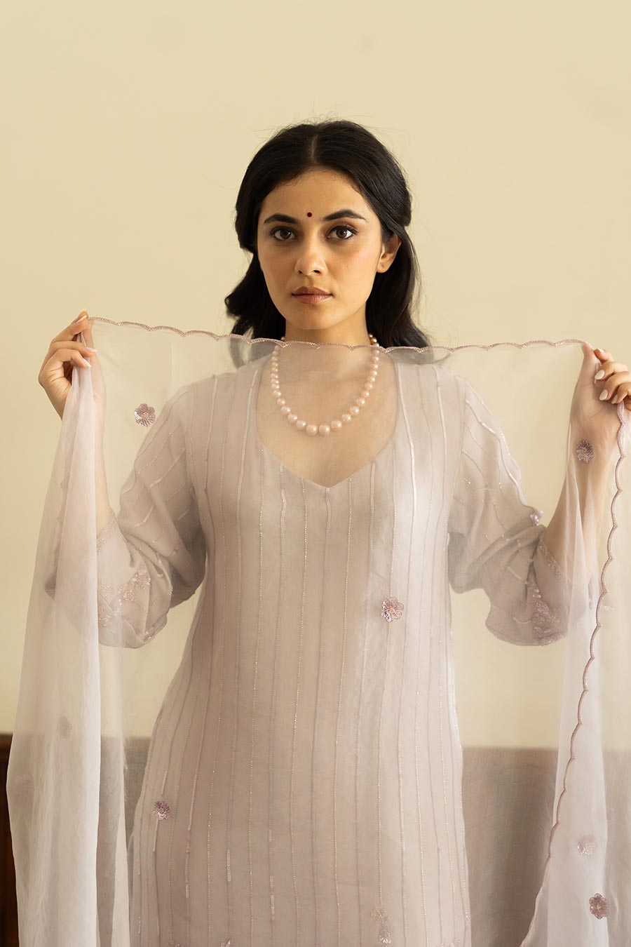 Lilac Embroidered Kurta Set