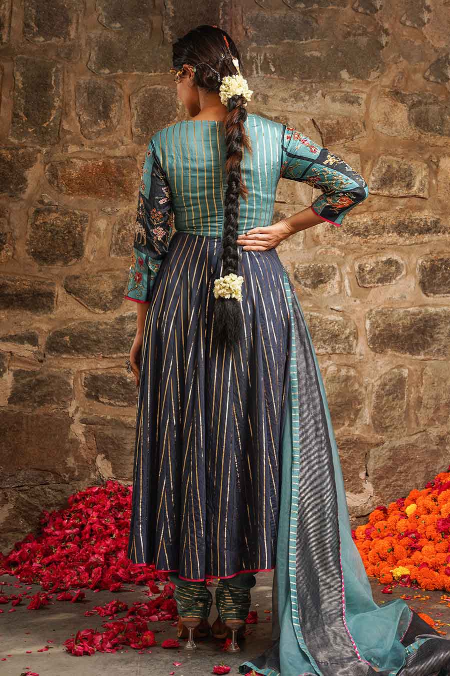 Hasrat - Oceanic Blue Embellished Anarkali Set