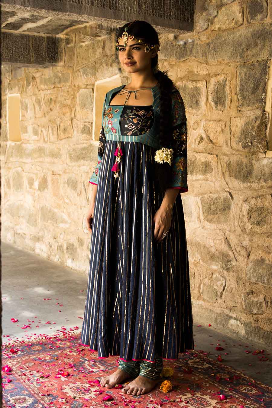 Hasrat - Oceanic Blue Embellished Anarkali Set