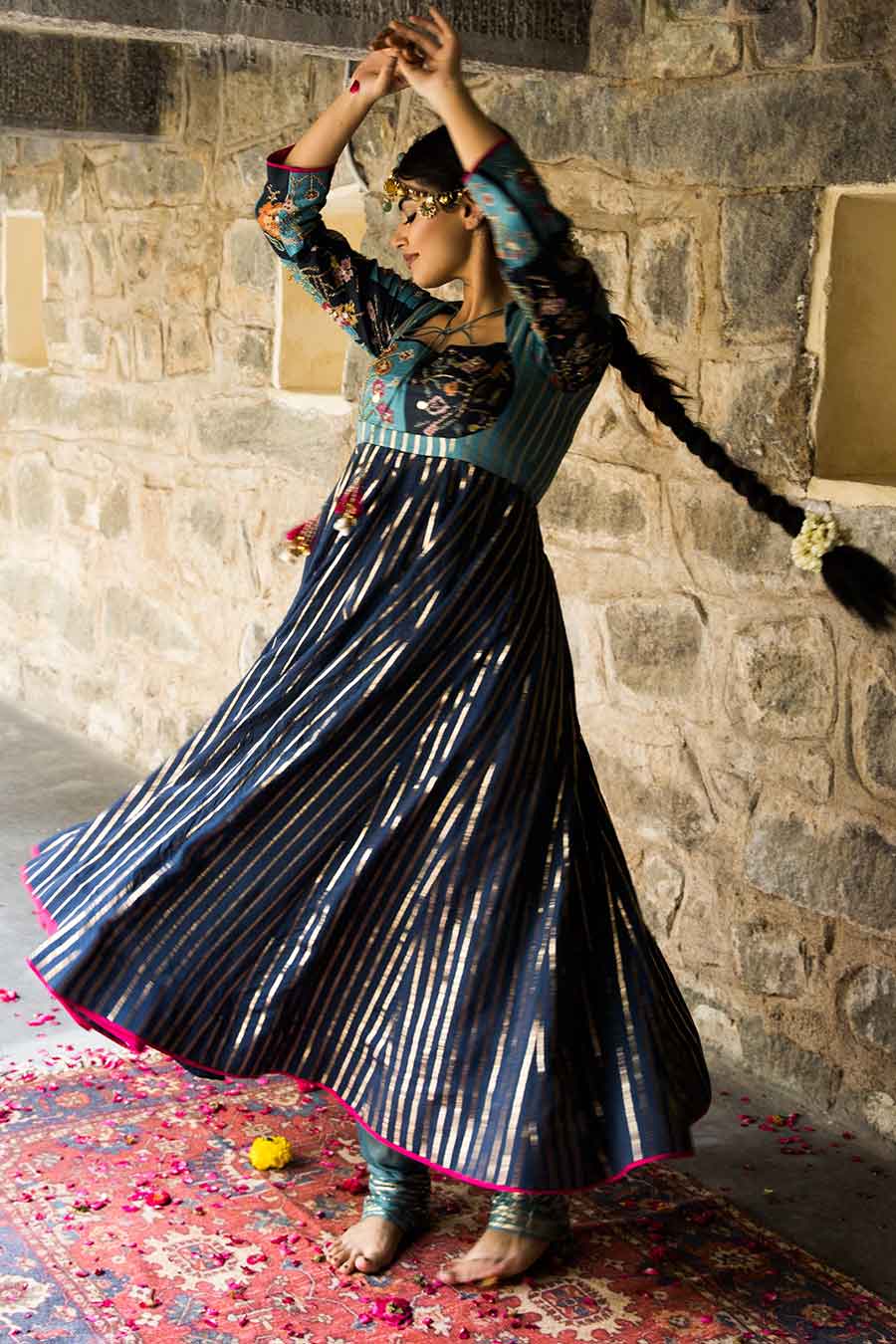 Hasrat - Oceanic Blue Embellished Anarkali Set