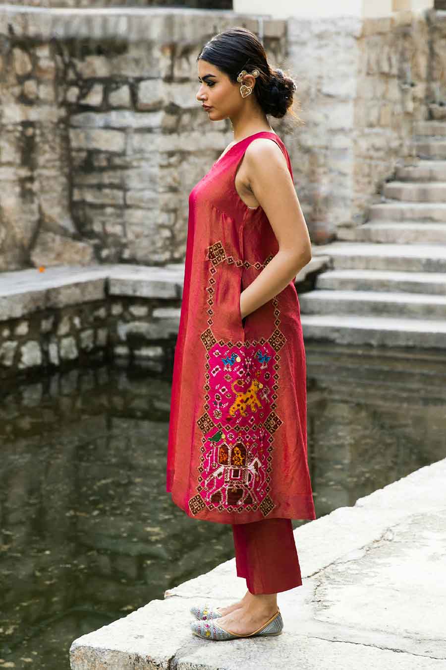 Sufi - Pink Embroidered Kurta & Pant Set