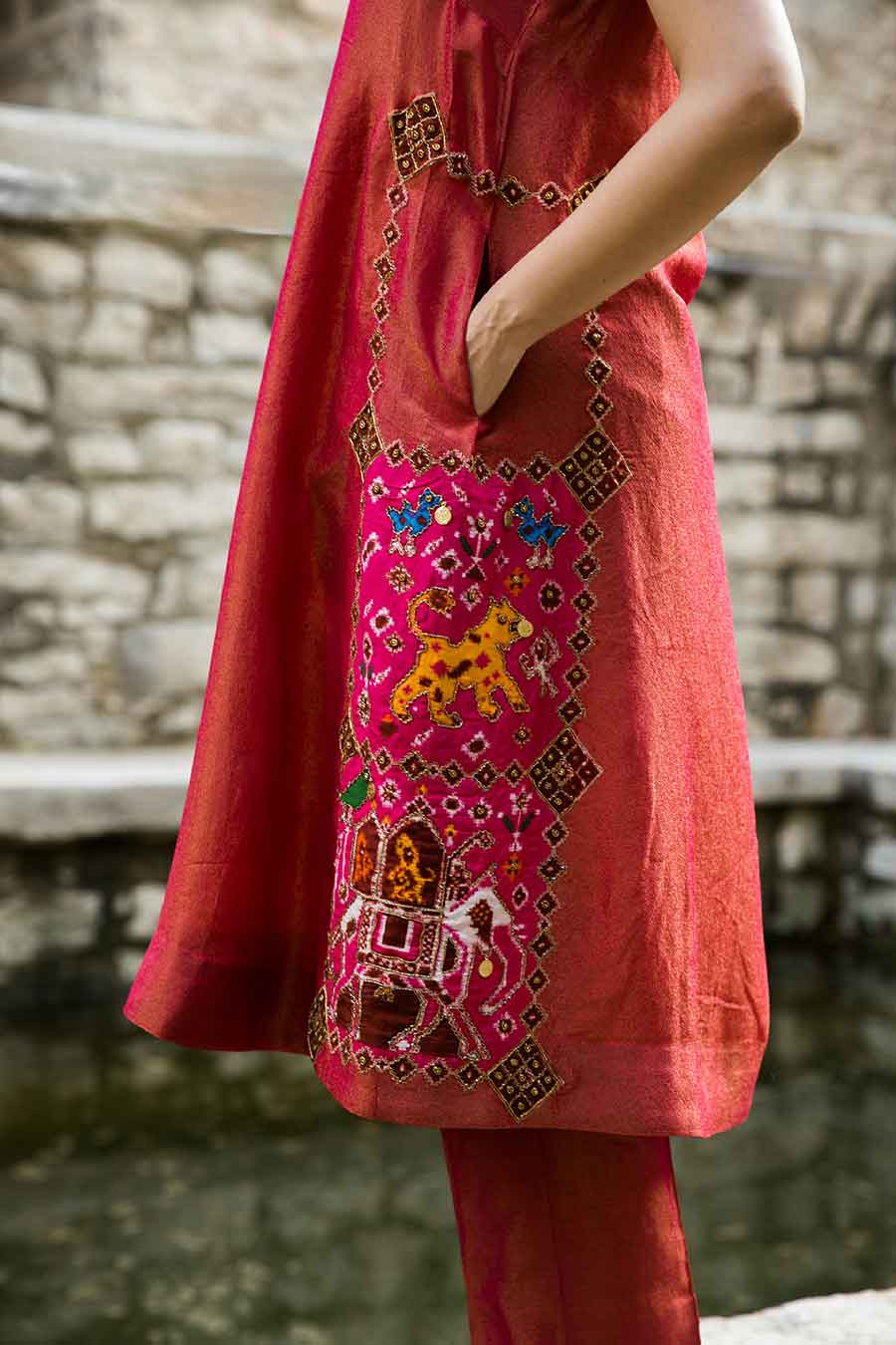 Sufi - Pink Embroidered Kurta & Pant Set