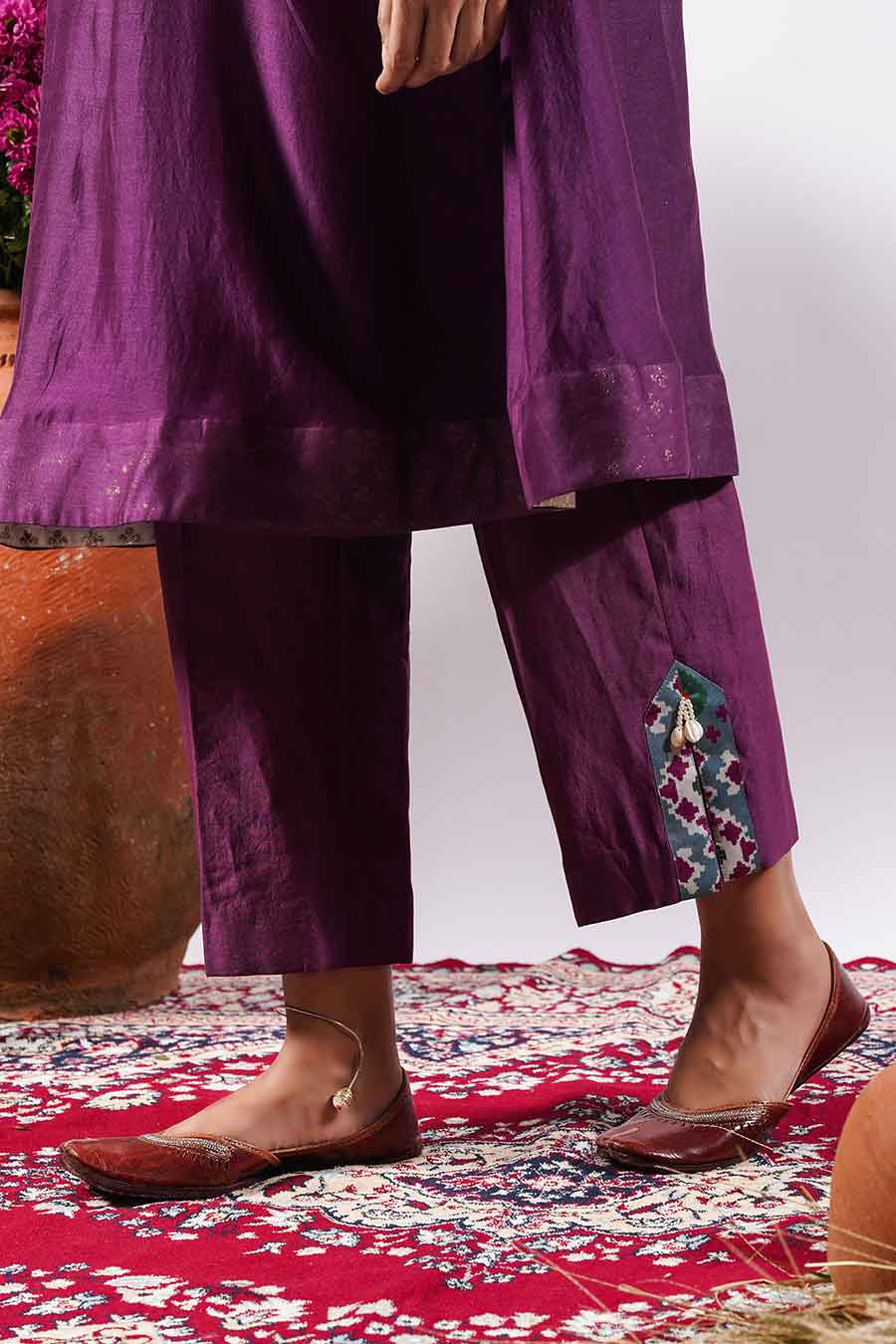 Purple Embellished Kurta & Pant Set