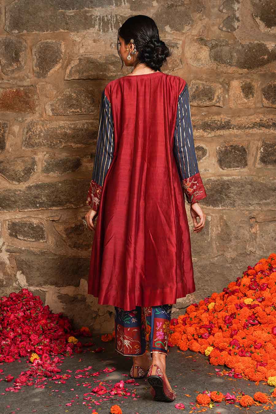 Aafreen - Maroon Angrakha Kurta & Pant Set