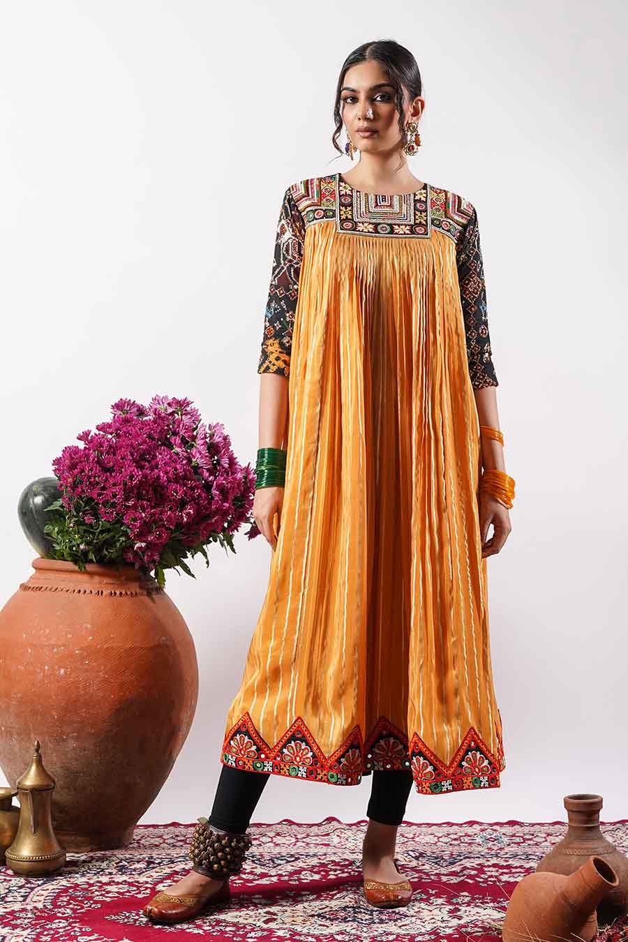 Piyara - Sunshine Yellow Patola Anarkali Set