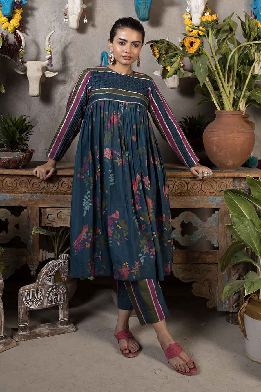 Faizy - Blue Printed Kurta & Pant Set