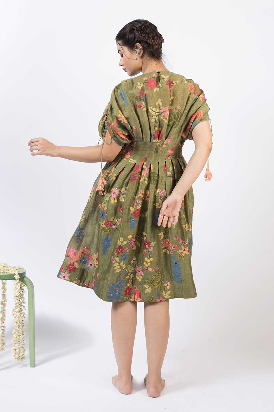 Faizy- Earthy Green Printed Dress