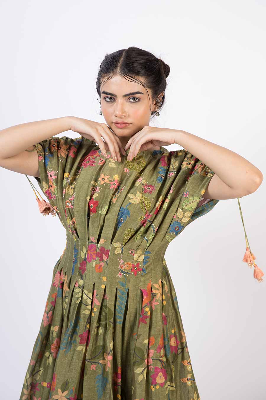 Faizy- Earthy Green Printed Dress