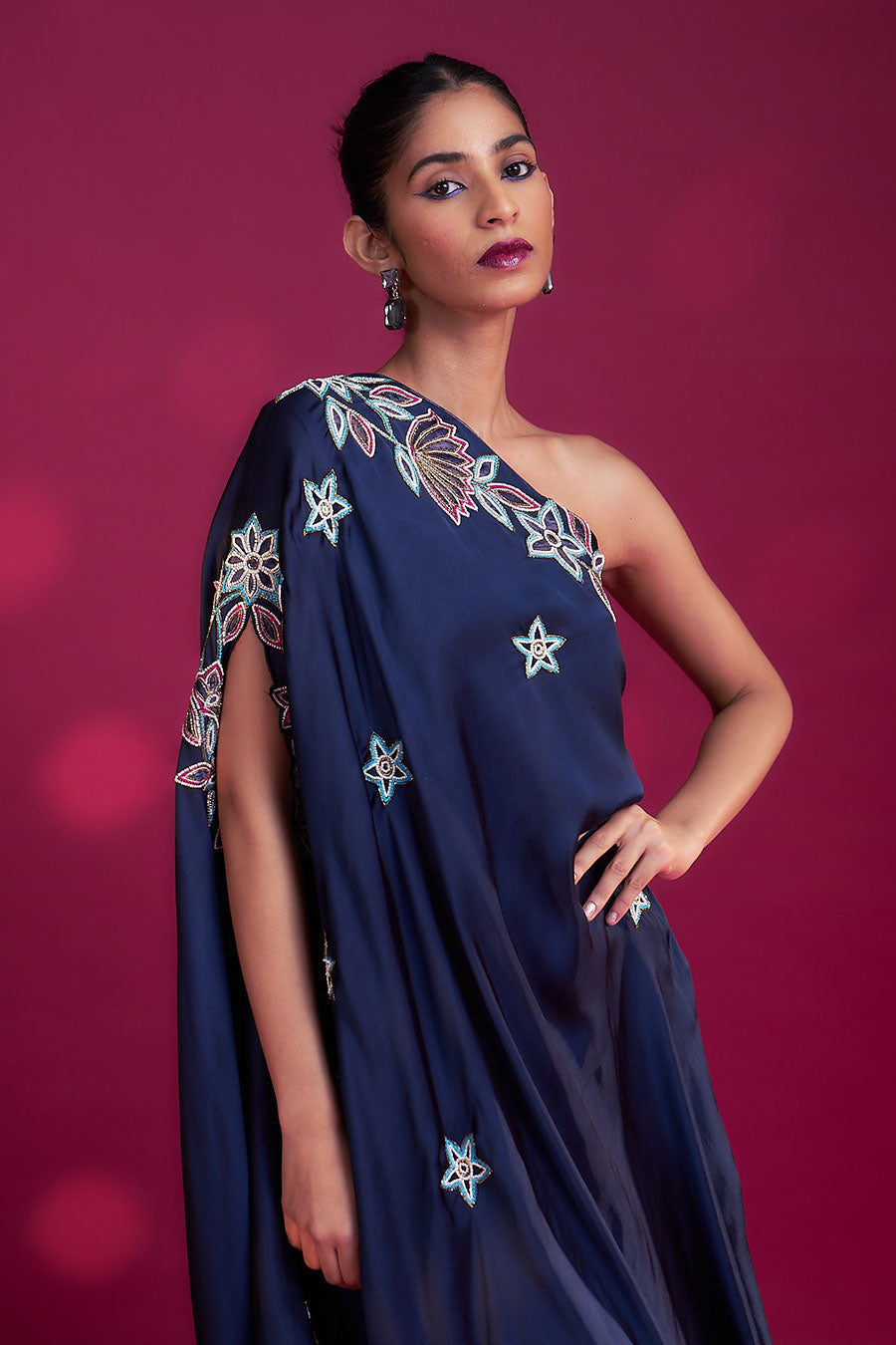 Deep Blue Ajrakh Patchwork Kaftan