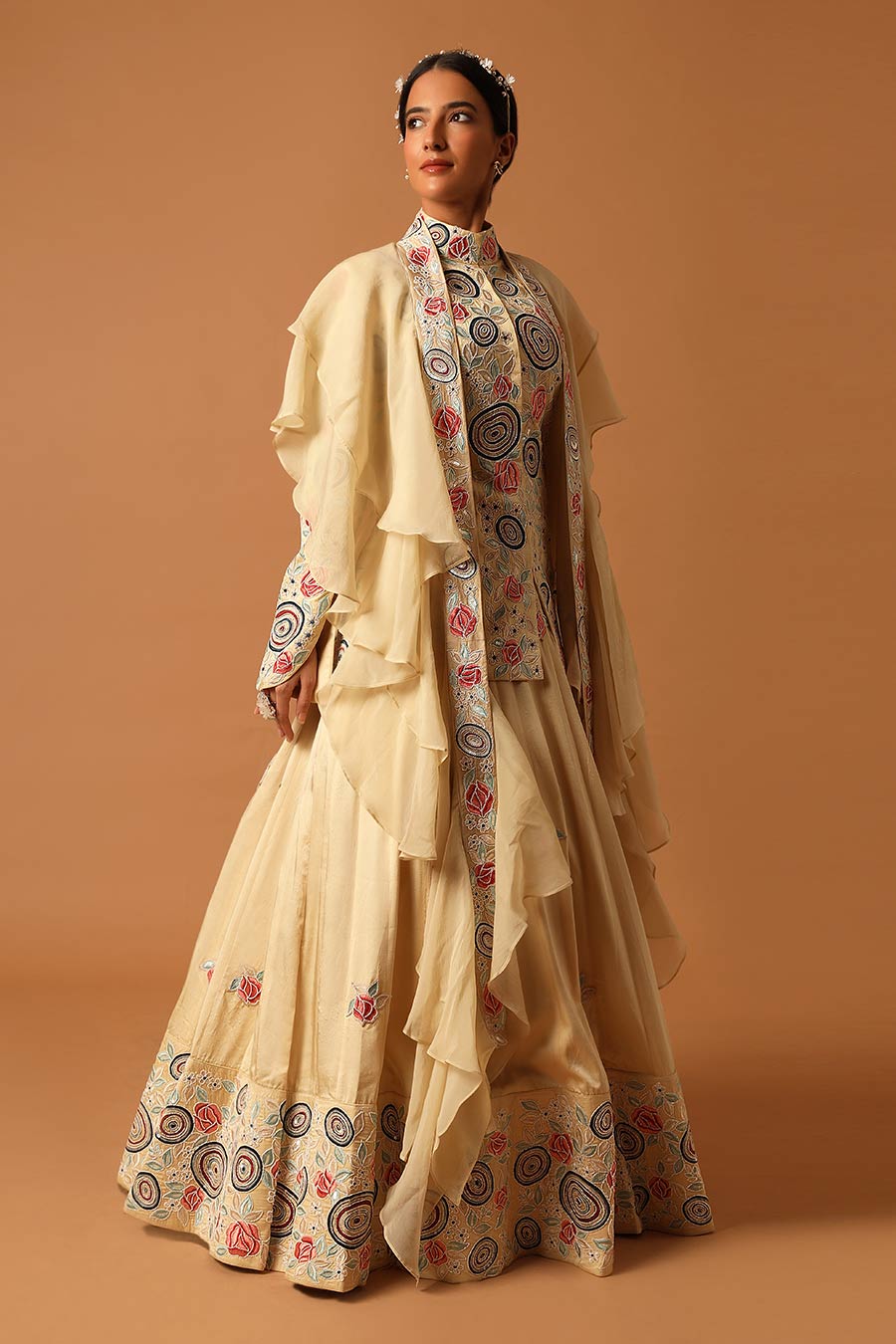 Cream Iridessa Embroidered Lehenga Set