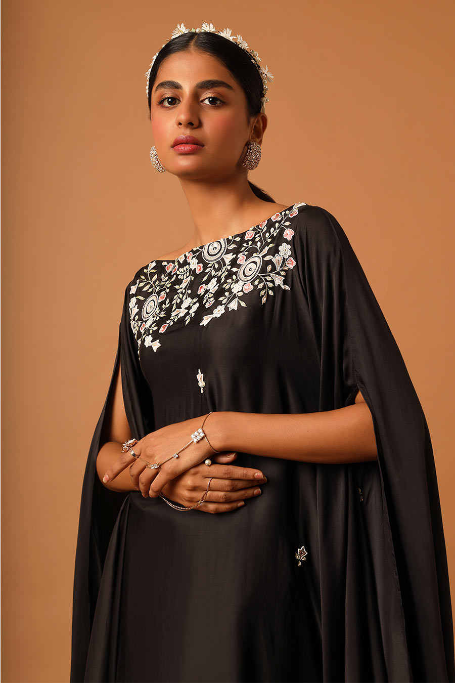 Black Embroidered Kaftan Kurta & Pant Set