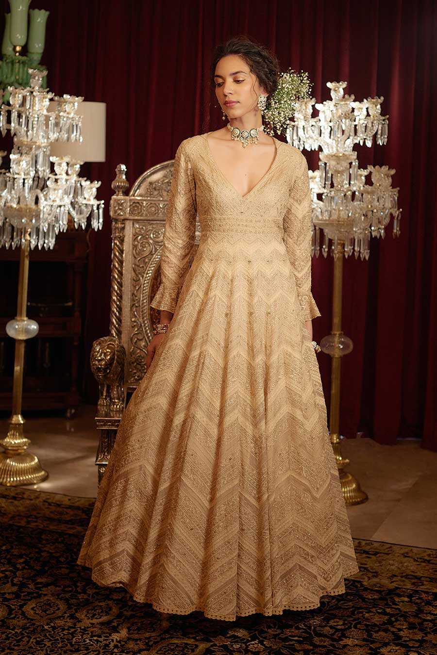 Gold Chandan Embroidered Gown