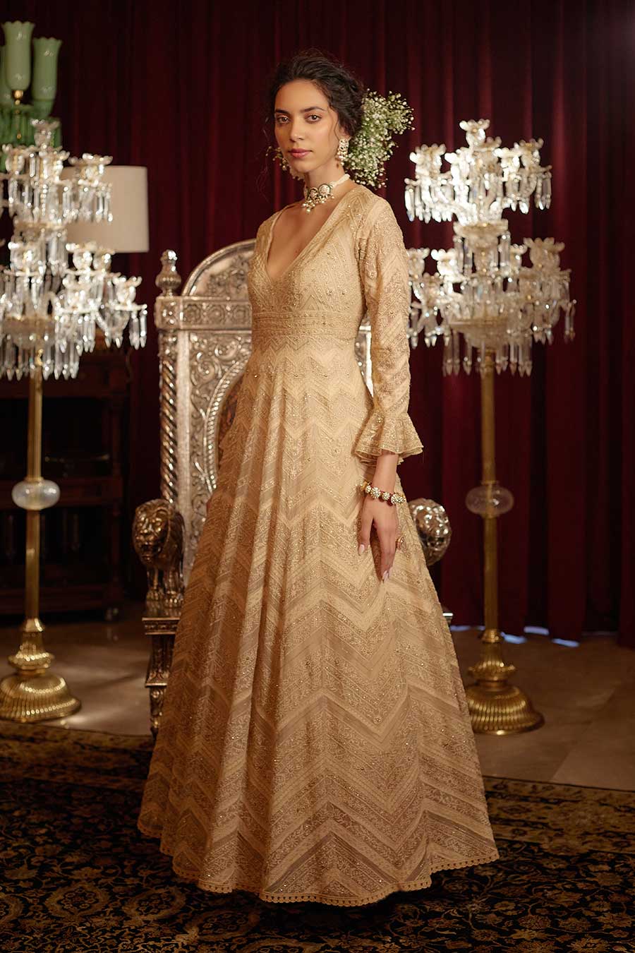 Gold Chandan Embroidered Gown