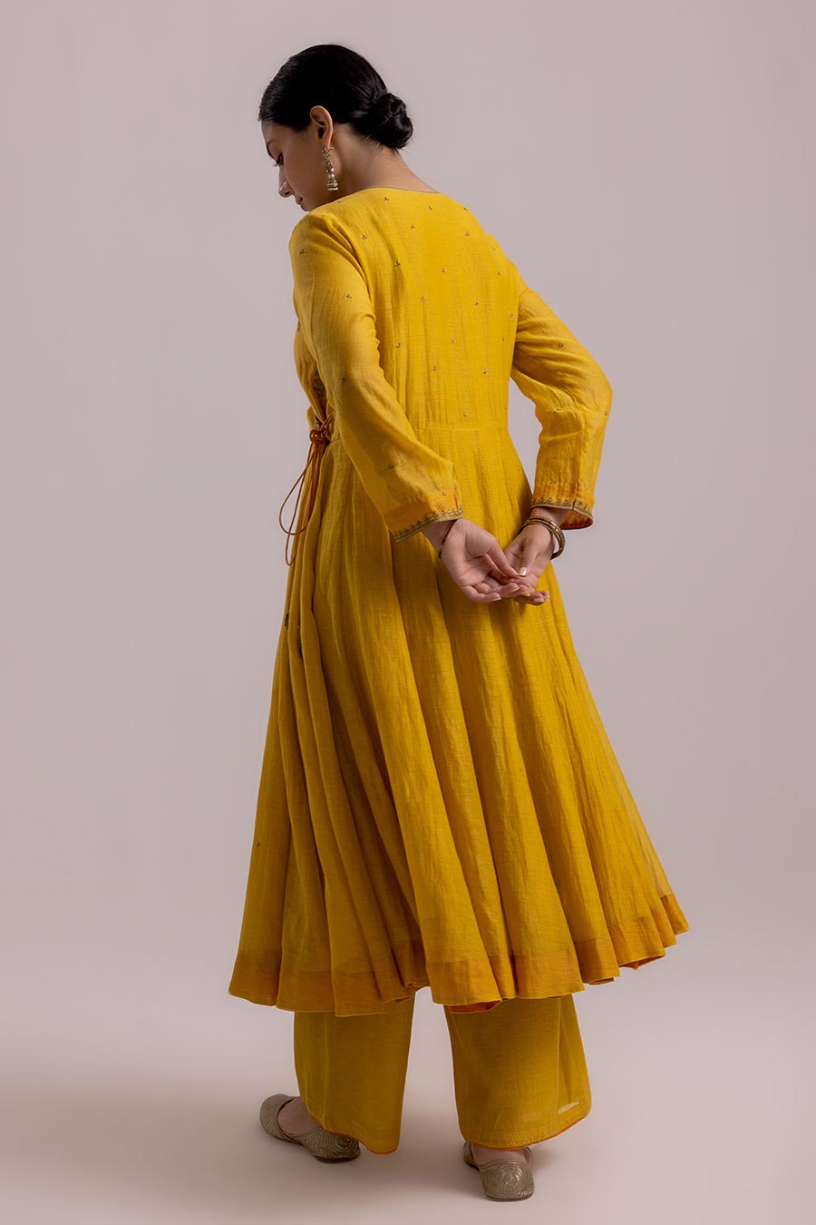 Mustard Yellow Ruhana Embroidered Anarkali Set