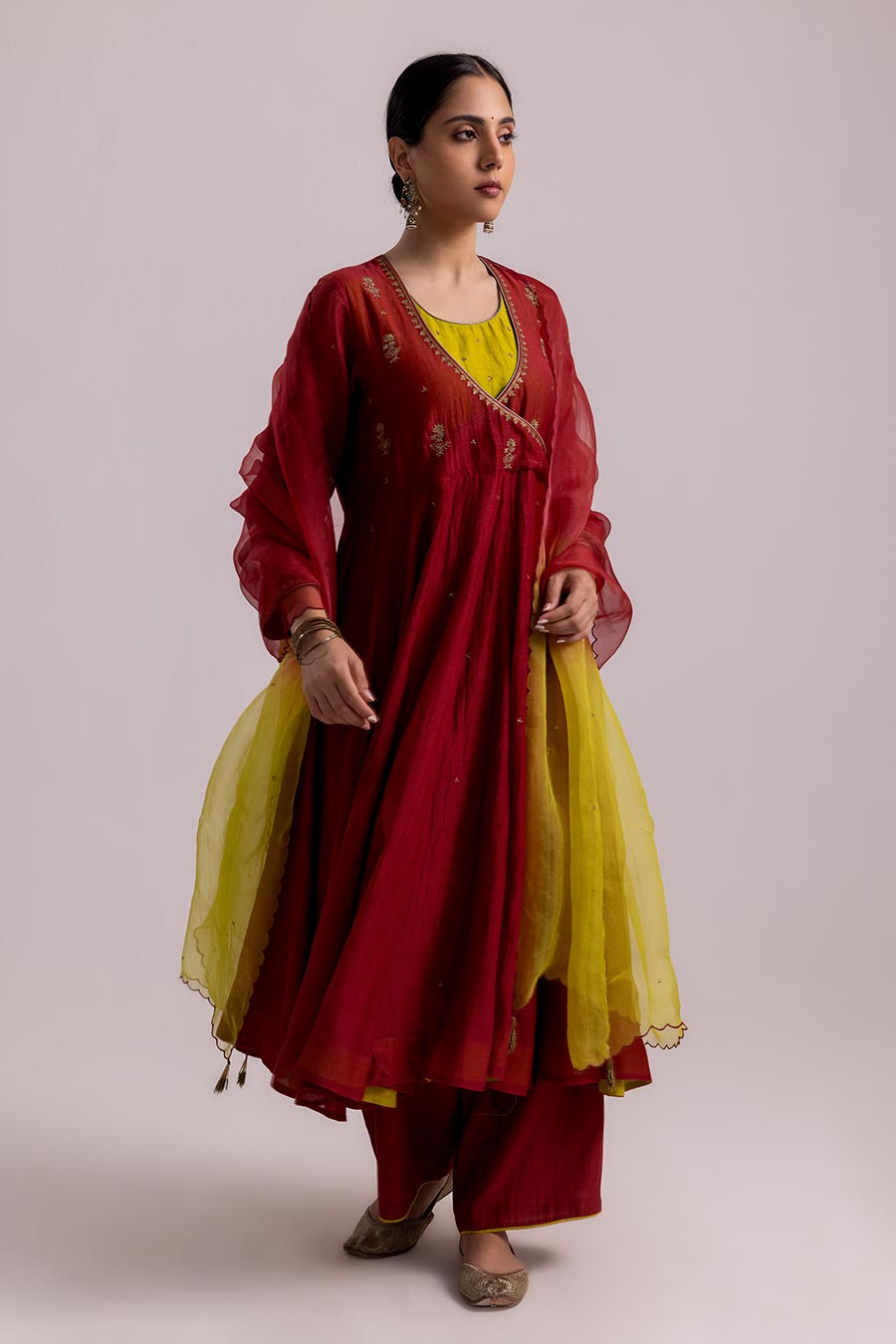 Red Ruhana Embroidered Anarkali Set